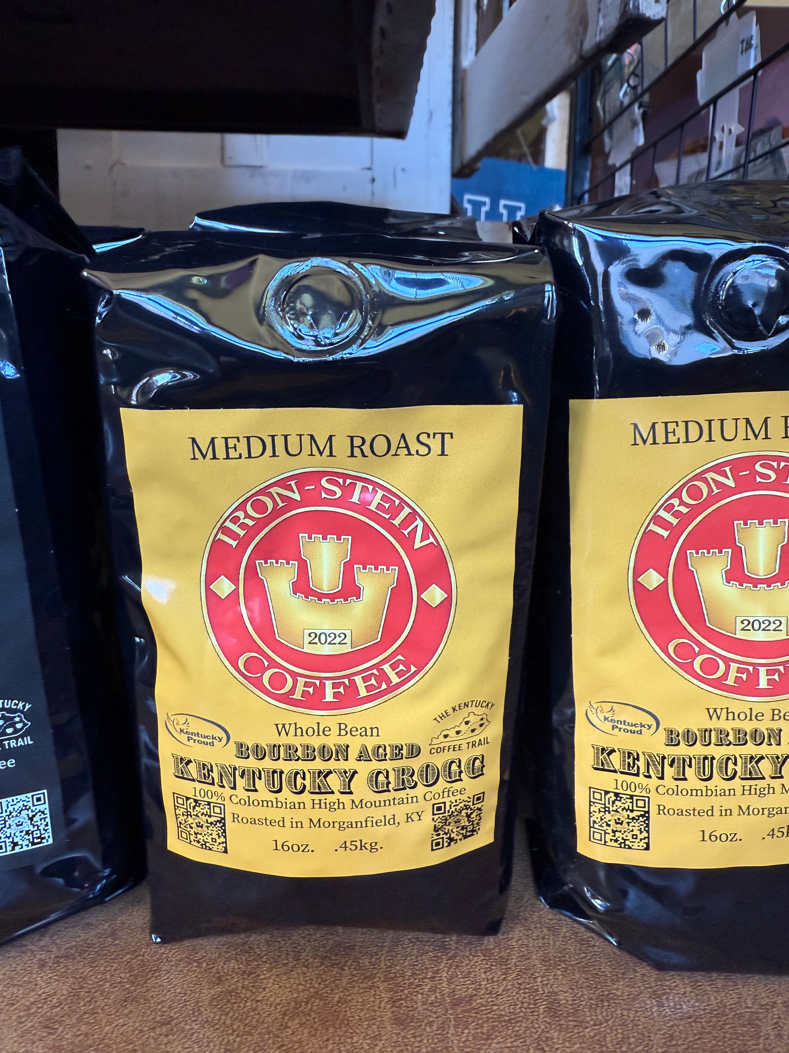 Iron Stein Coffee Kentucky Bourbon Aged Grogg 16oz bag